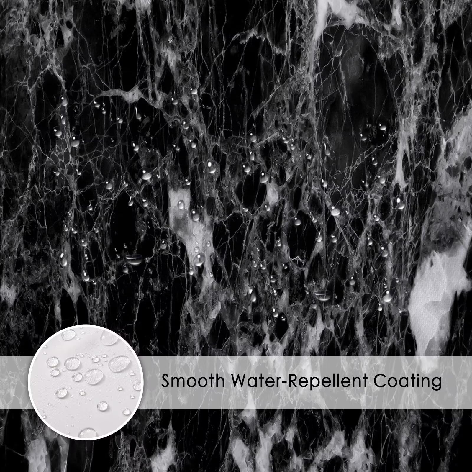 Rideau Douche 180x200cm Polyester Lavable en Machine Imperméable Tissu Rideaux de Douche avec 12 Crochets en C, Ourlet Lesté, pour Salle de Bain Domicile Baignoire Cabine, Hôtel (Abstrait Noir) D#365