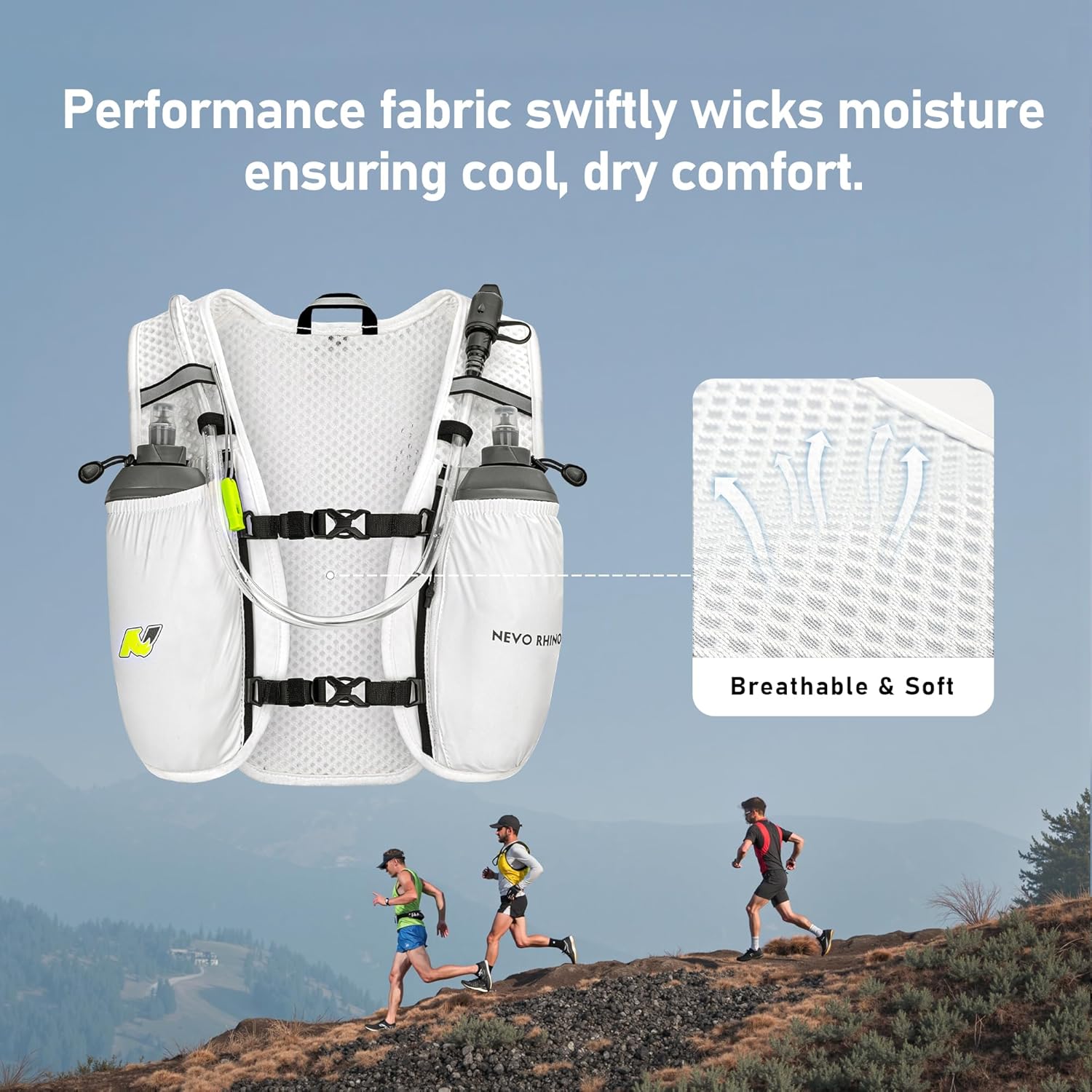 N NEVO RHINO Running Vest,Hydration Vest 5L with 1.5L Water Bladder,Lightweight Hydration Pack Water Backpack for Hiking Race - Image 3