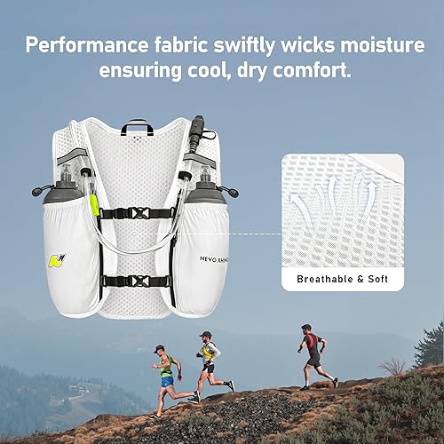 Vista 3 de N NEVO RHINO Chaleco para correr, chaleco de hidratación de 5.5 L con vejiga de agua de 1.5 L, mochila de hidratación ligera para senderismo