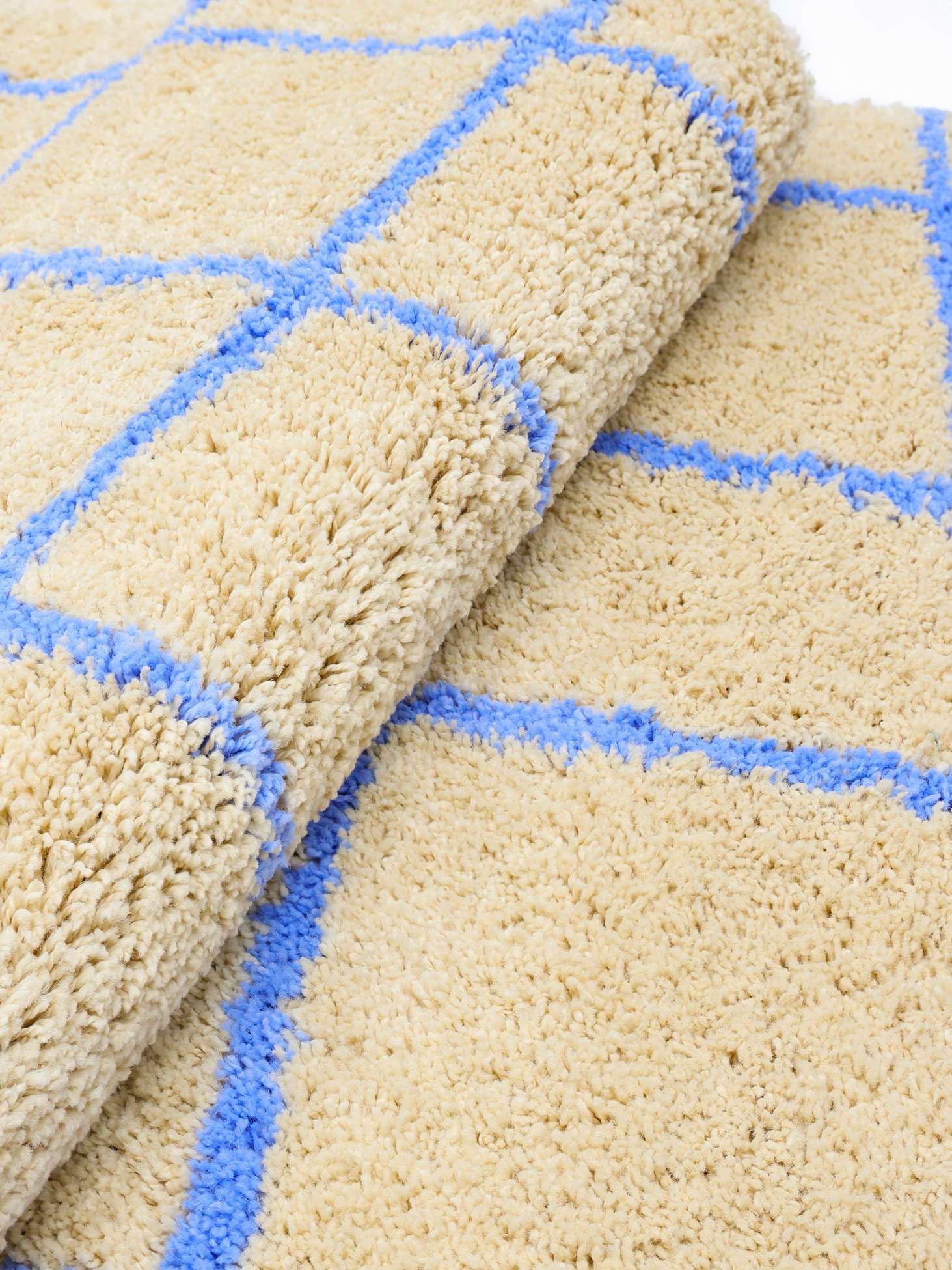 RugVista Grid Tapis, 100 x 160 cm, Beige/Bleu