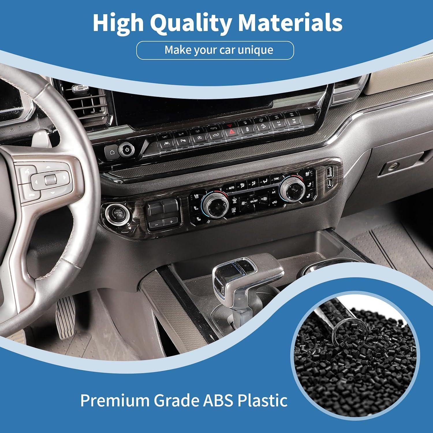 for Silverado Center Dash AC Control Panel Trim Cover for Chevy Silverado 2022 2023 2024-Present Black Wood Grain Interior Accessories 1pc