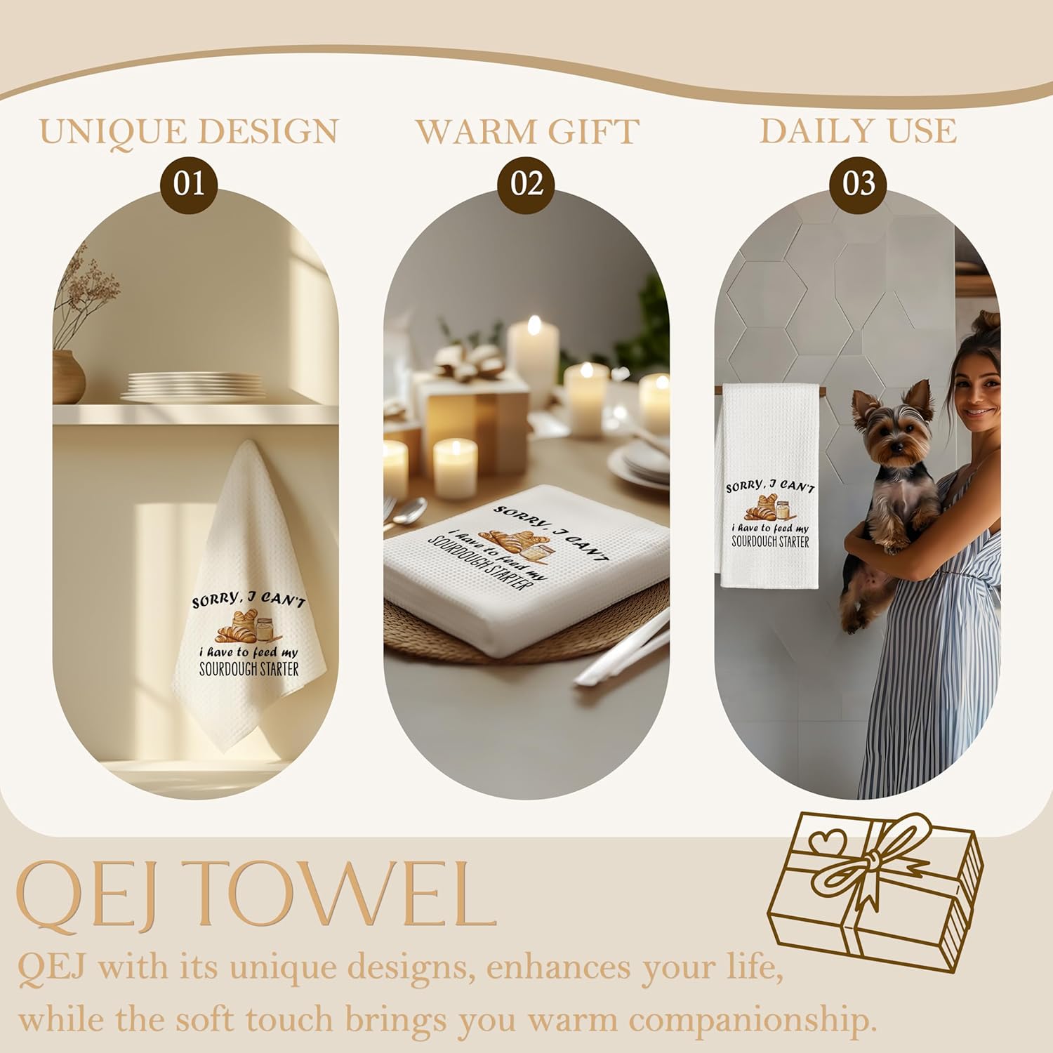 Funny Baking Kitchen Dish Towels, Sourdough Gifts for Bakers, Bread Baking Gifts, Sorry I Can't I Have to Feed My Sourdough Starter Decorative Hand Tea Towels for Kitchen, 16x24 Inch - Image 6