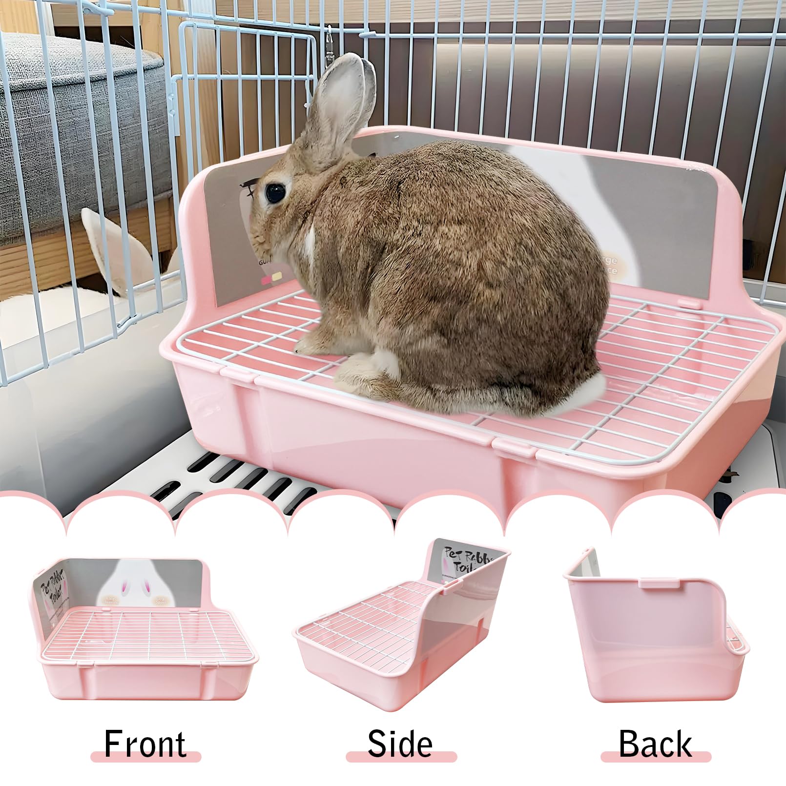 Bac à Litière D'angle Pour Lapin, Cochon D'Inde, Hamster | Bac D'hygiène Durable En PP | Facile à Nettoyer, Grande Capacité | Pour Cage Intérieur/extérieur