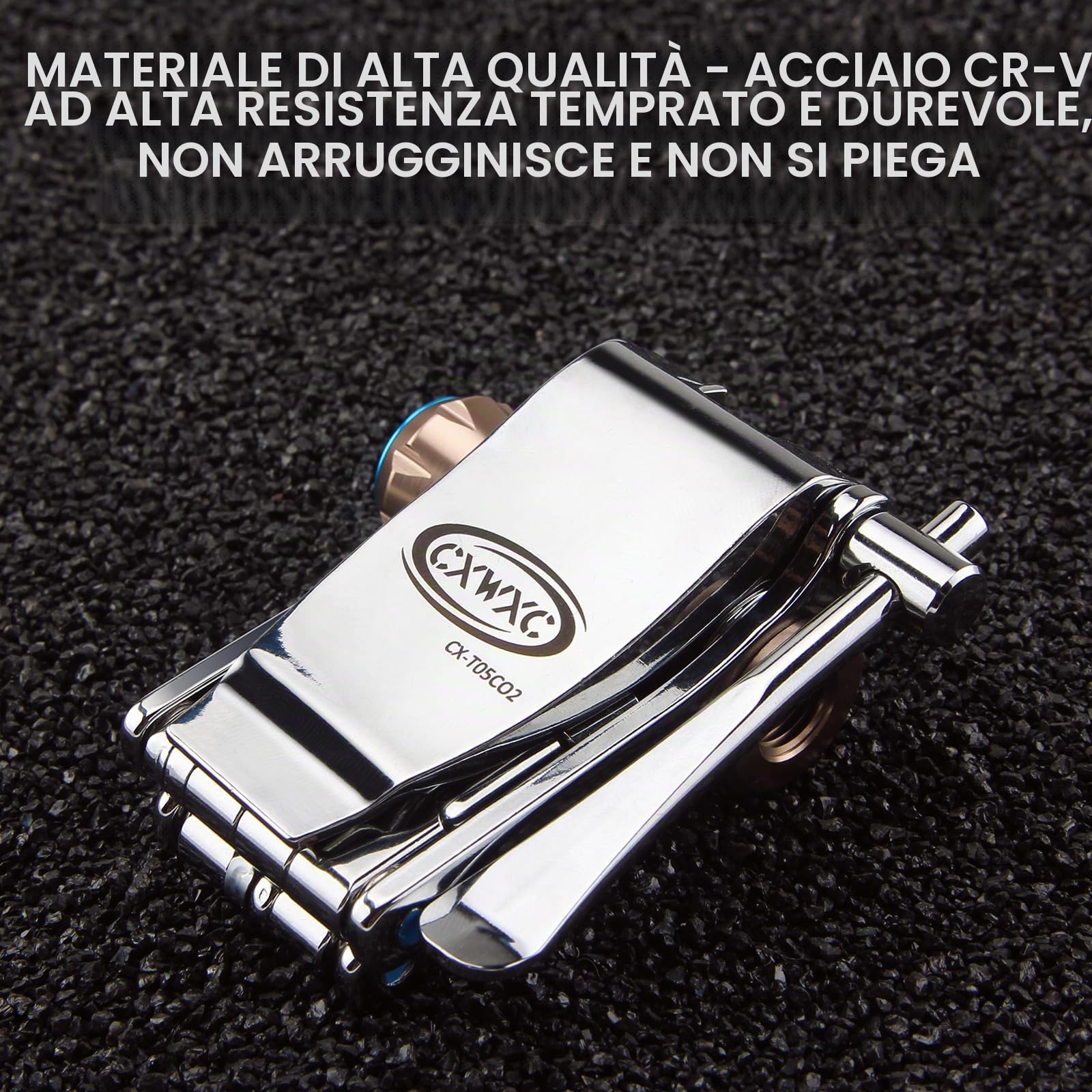 CXWXC Attrezzo multifunzione per bicicletta con valvola di gonfiaggio CO2, compatto e leggero, 16 in 1 per bicicletta da corsa, MTB, bici da città