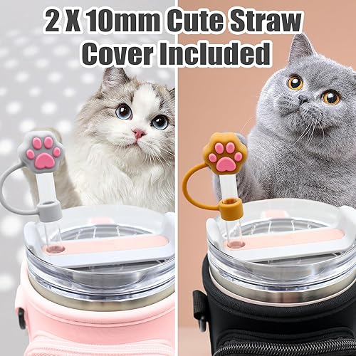 Miniatura 3 de Epinovo Bolsa de transporte para botella de agua con correa ajustable y bolsillo para teléfono, compatible con Stanley de 40 onzas, soporte para