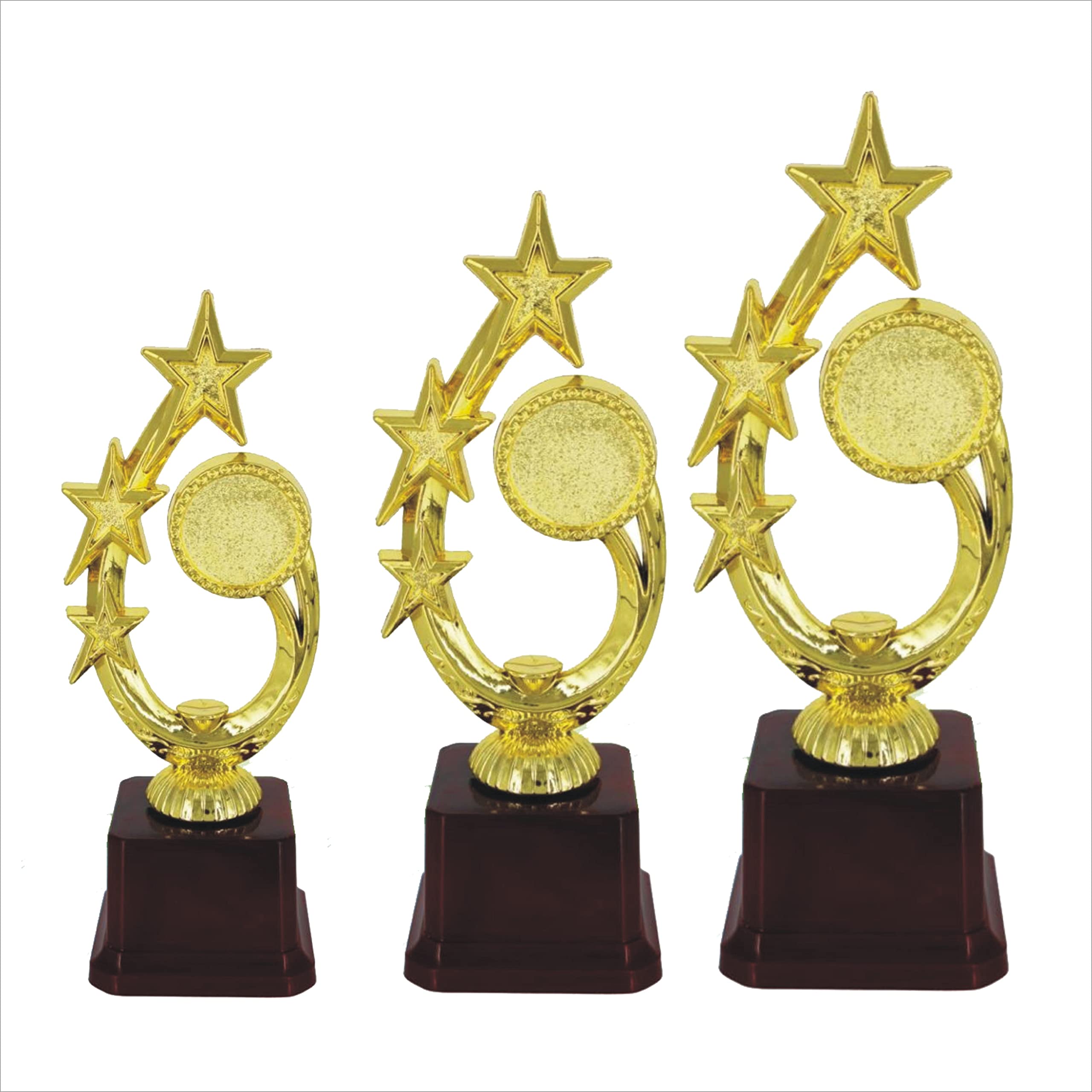 TROPHY JUNCTION Metallic Fiber Star Trophy Set of 3 pc PF358 (Gold, 6,7,8.5 Inch) (B0946Q8C7H) Amazon Price History, Amazon Price Tracker