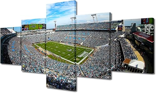 Vista 327 de Cuadros de estadios deportivos de fútbol americano de Minnesota, cuadros de vikingos, 5 paneles, lienzo para pared, arte de pared del estadio