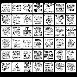 42 Pcs 5×5 in Word Stencils, Sarcastic Art Letter Stencils for Crafts Reusable, Funny Stencil for Craft Painting on Card Paper Scrapbook Walls DIY Crafts Fabrics Decor