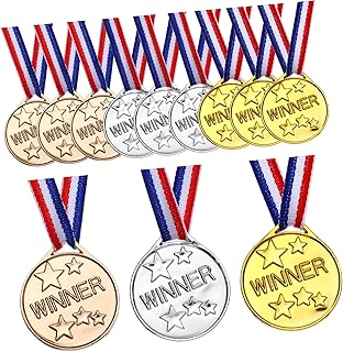 BESPORTBLE 12 Pcs Medal Football Ribbon Soccer Medals Plastic Medals Bronze Medal Medals for Awards for Kids 1st 3rd Gold Prizes Party Favor Medals with Ribbons Medals for Sports