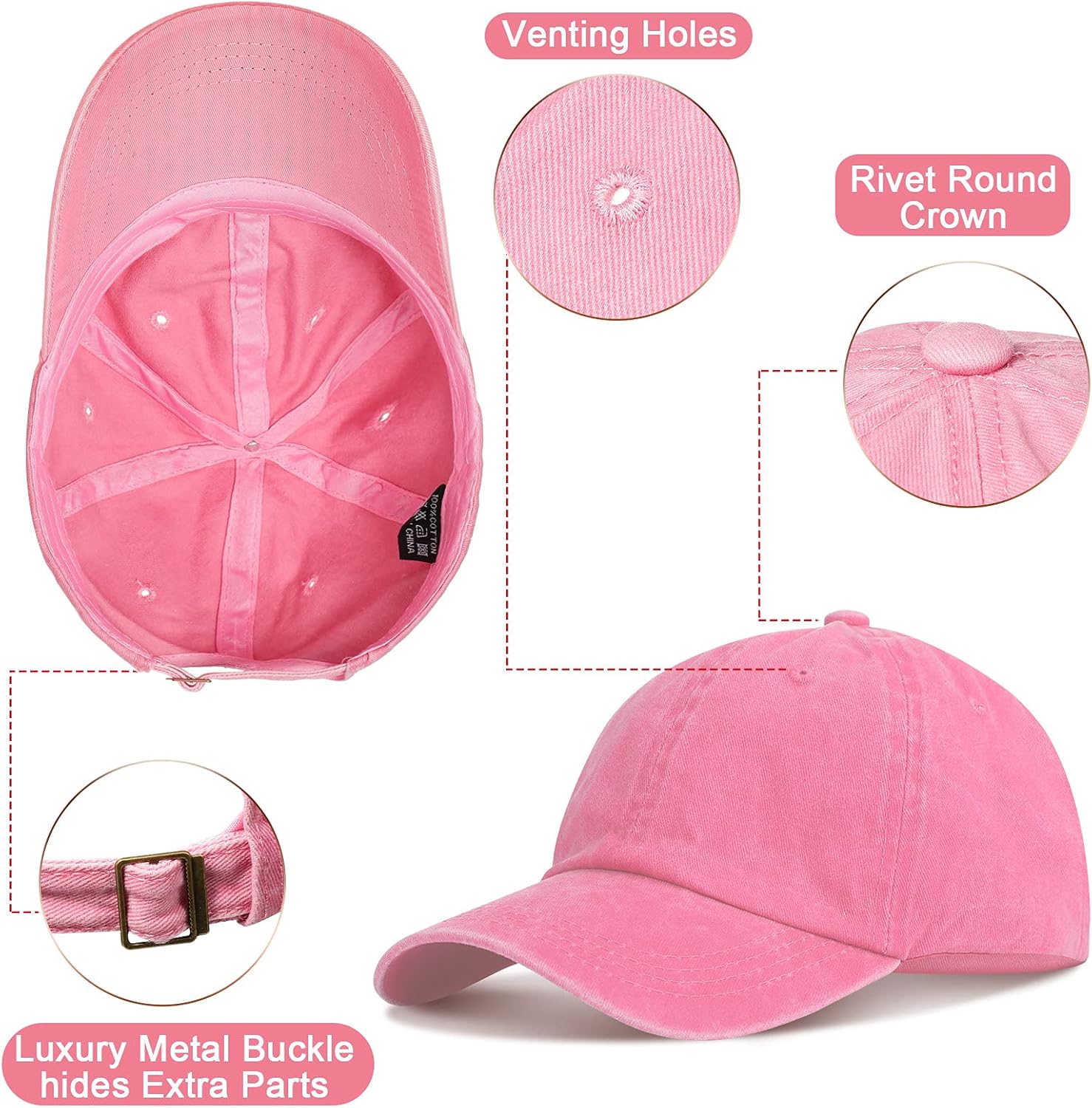 7 Pieces Unisex Vintage Washed Distressed Baseball Hat Baseball Cap Twill Adjustable Dad Hat - Image 3