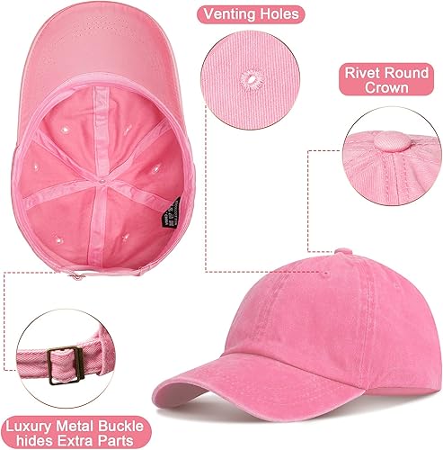 Miniatura 3 de Gorra de béisbol unisex de sarga ajustable para papá, 7 piezas, estilo vintage, lavada, desgastada