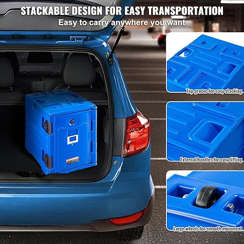 Miniatura 5 de VEVOR Transportador de bandejas de alimentos aislado, caja caliente de 95 cuartos de galón para catering, portador de cajas de alimentos con