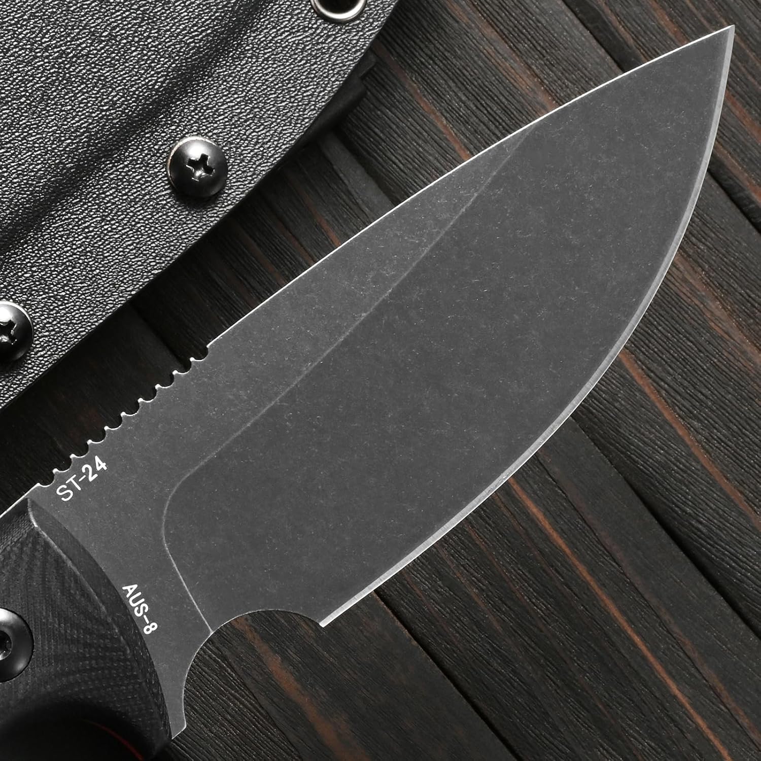 Sitivien ST24 Fixed Blade Knife, AUS-8 Brushed Steel Blade Double Color G10 Handle Full Tang EDC Fixed Knifes for Outdoor Working Camping Hunting Fishing(Black Handle+Black)