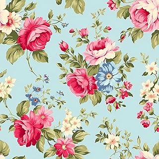 VEELIKE Blue Dainty Floral Peel and Stick Wallpaper Vintage Pink Floral ...