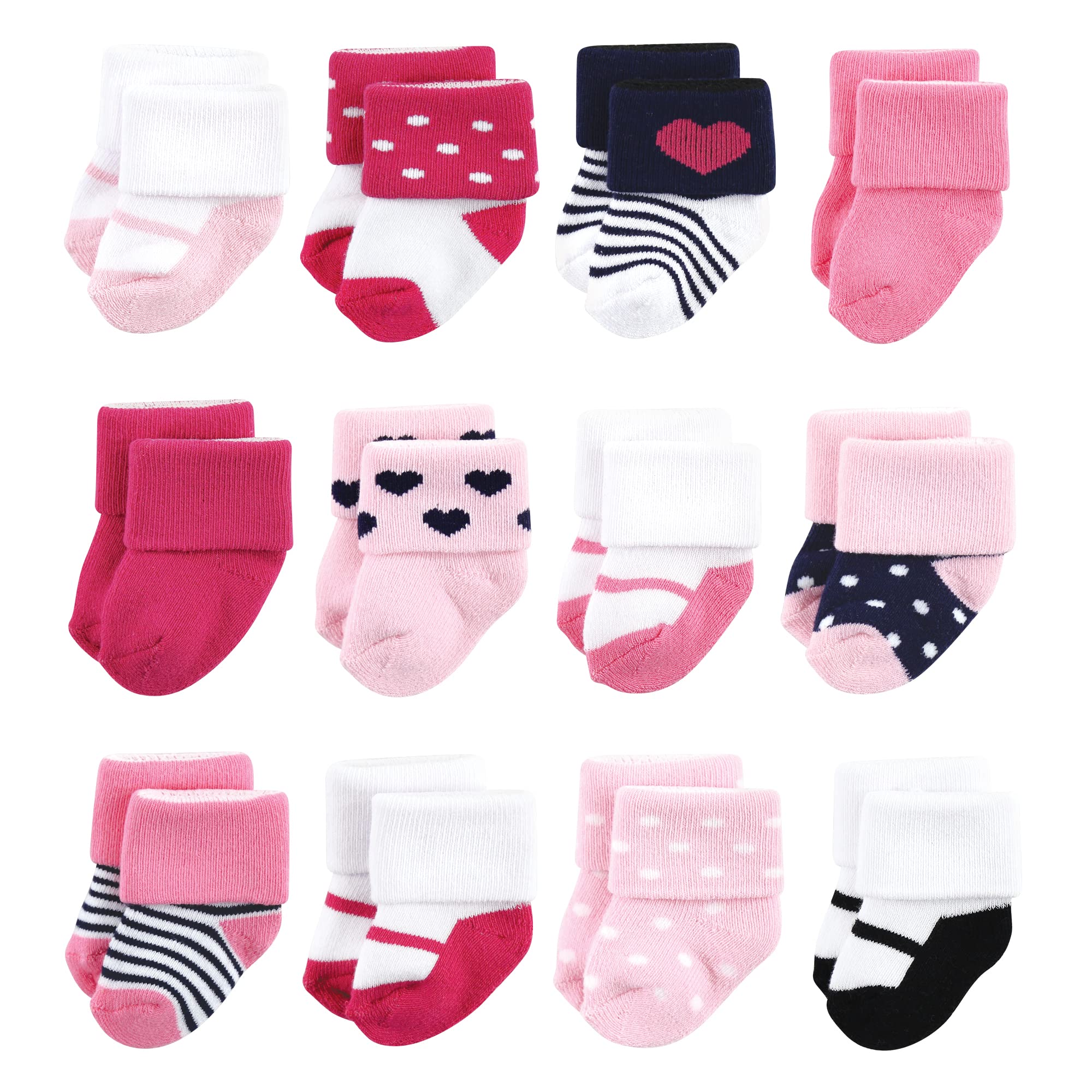 Luvable Friends Damen Navy Mary Janes Unisex Neugeborene und Baby Frotteesocken 6-12 Monate, (12er Pack)