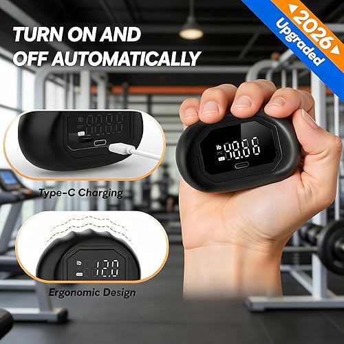 Miniatura 6 de HICHOR - Mini dinamómetro de fuerza de mano recargable para ejercicios de palma y dedos de mano, con ejercitador de dedos y equipo de ejercicio,