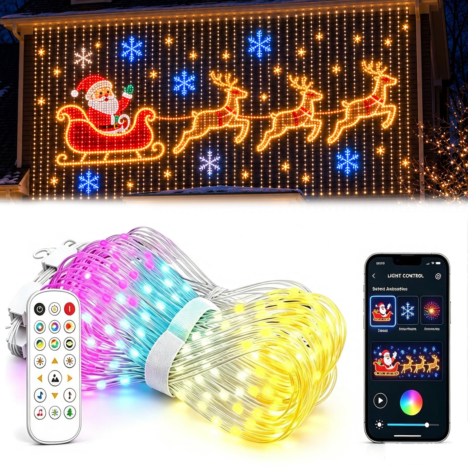 Rete Luminosa LED Natalizia 3x3 m con 400 LED RGB e Telecomando a 32 Tasti