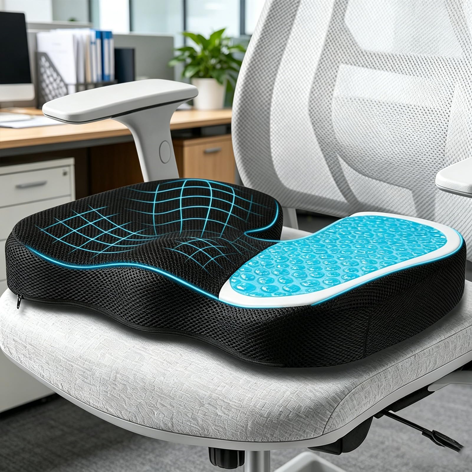 AZVFLY Gel Memory Foam Seat Cushions to Reduce Tailbone Pressure