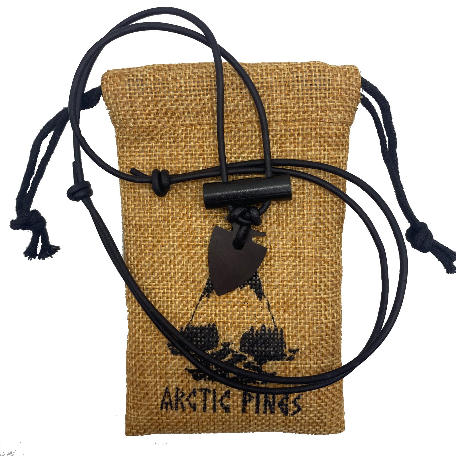 Fire Starter Necklace (Black Thin Cord, Black/Gray Striker) - Gear for Camping, backpacking, bushcraft, hiking, hunting, survival fire kit