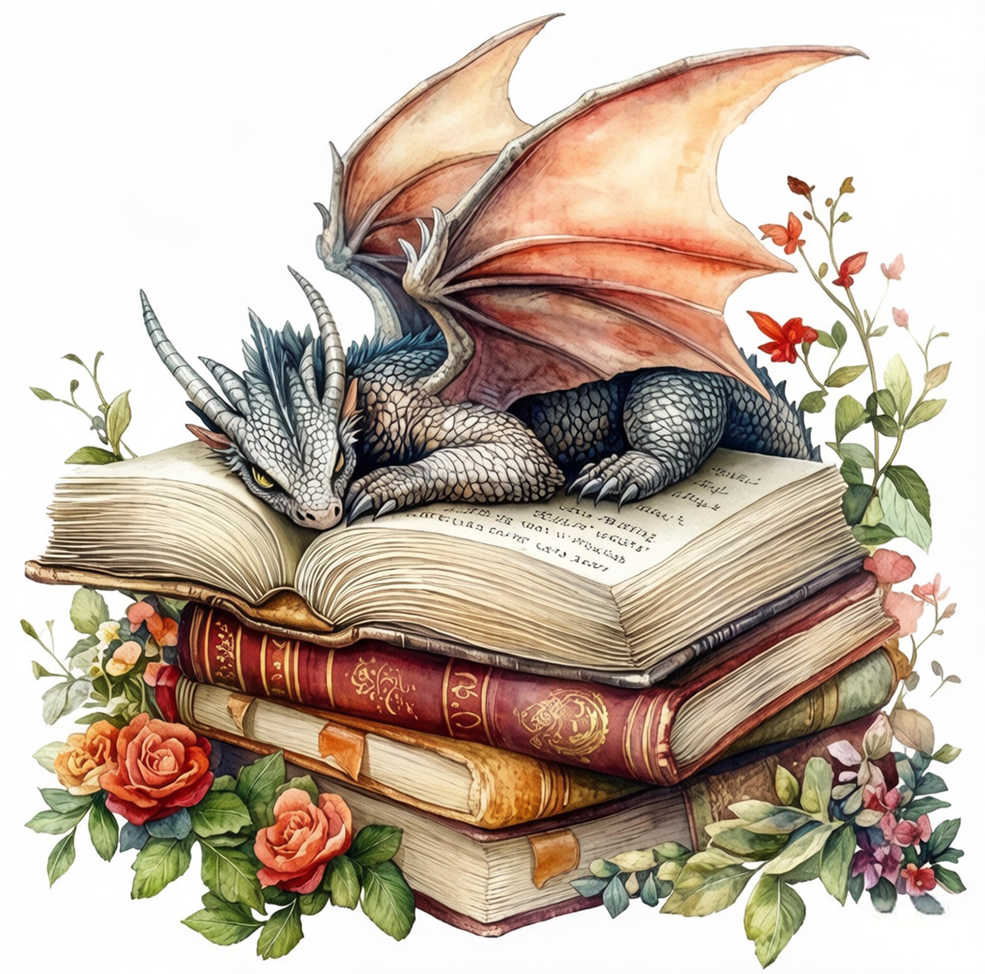 ZHOSOHO DIY Dragon Paint by Number for Adults,Painting Kits for Adult,Color by Numbers,Paint by Number Canvas Crafts Watercolor for Beginner Room Decor (Dragon and Book-01)