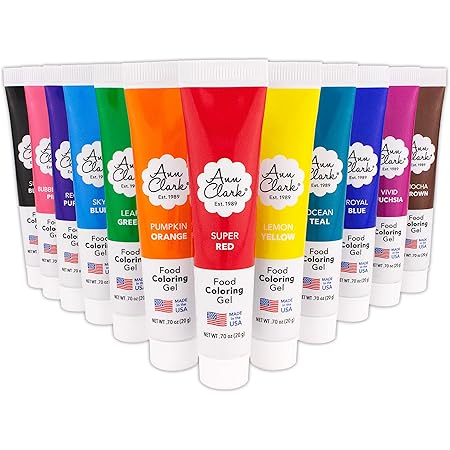 Ann Clark Professional-Grade Food Coloring Gel Made in USA, 12 Colors