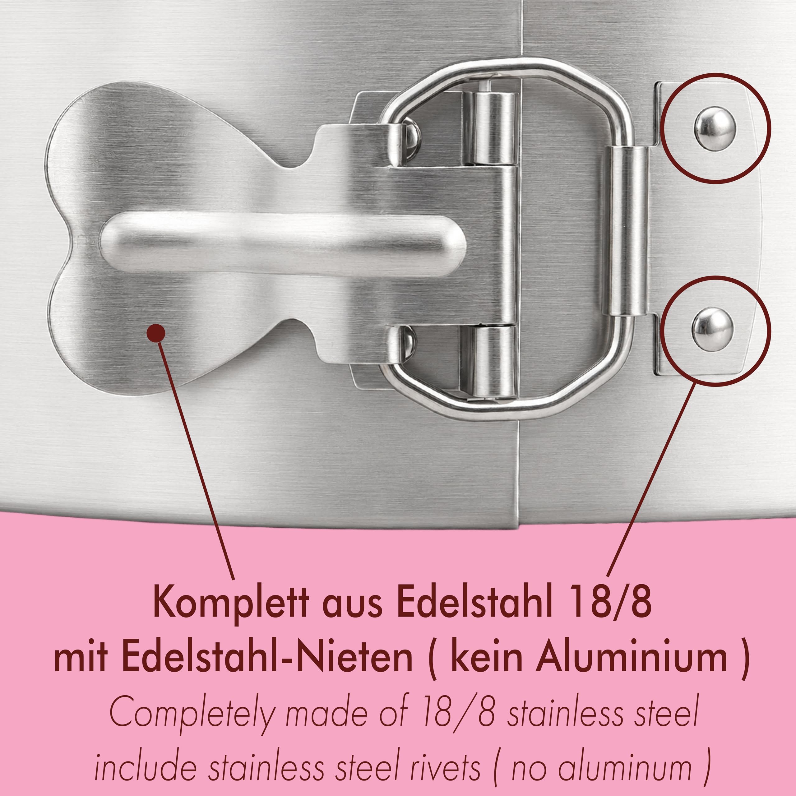immer Moule à Charnière Inox Set avec Fond Plat et Fond Tubulaire, sans PFAS sans Revêtement Acier Inoxydable 18/8, Passe au Lave-Vaisselle