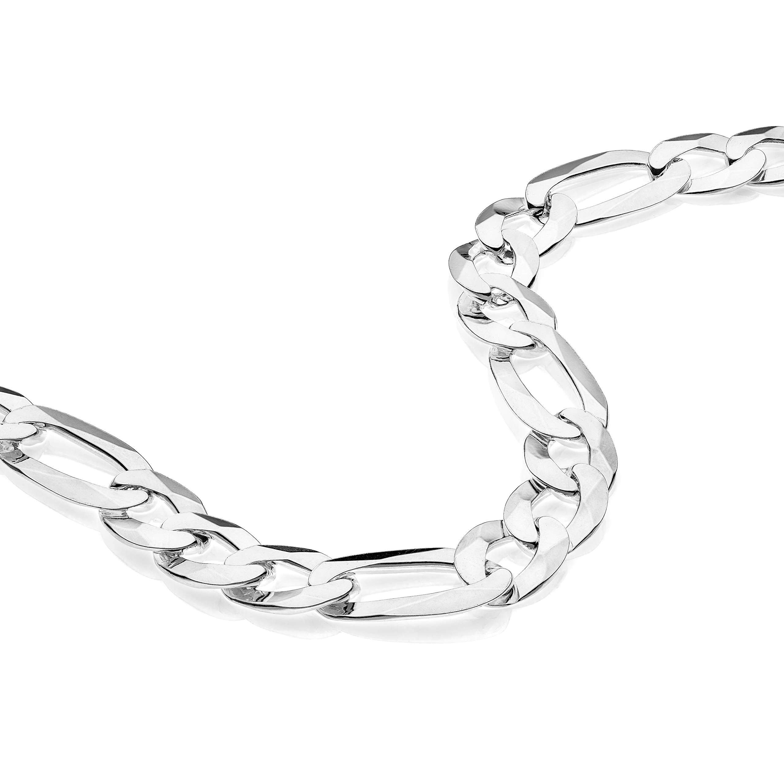 Aka Gioielli® - Catena Maglia Figaro 11mm in Argento Sterling 925 - Collana Uomo Lunghezza: 50 55 60 70 cm