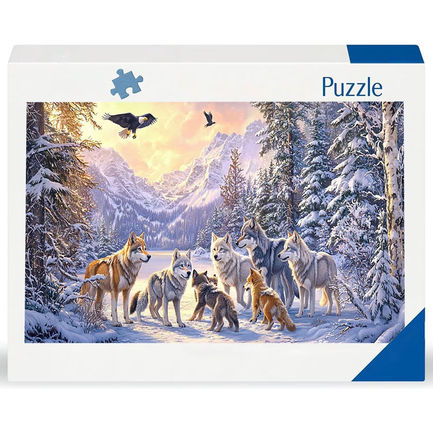 Puzzle dla dorosłych 1692 elementy, zimowy wilk puzzle, trudne, wymagające, puzzle idealnie pasują, napis na plecach, bez pudru, prezent dla seniorów (179 x 31 cm) v152