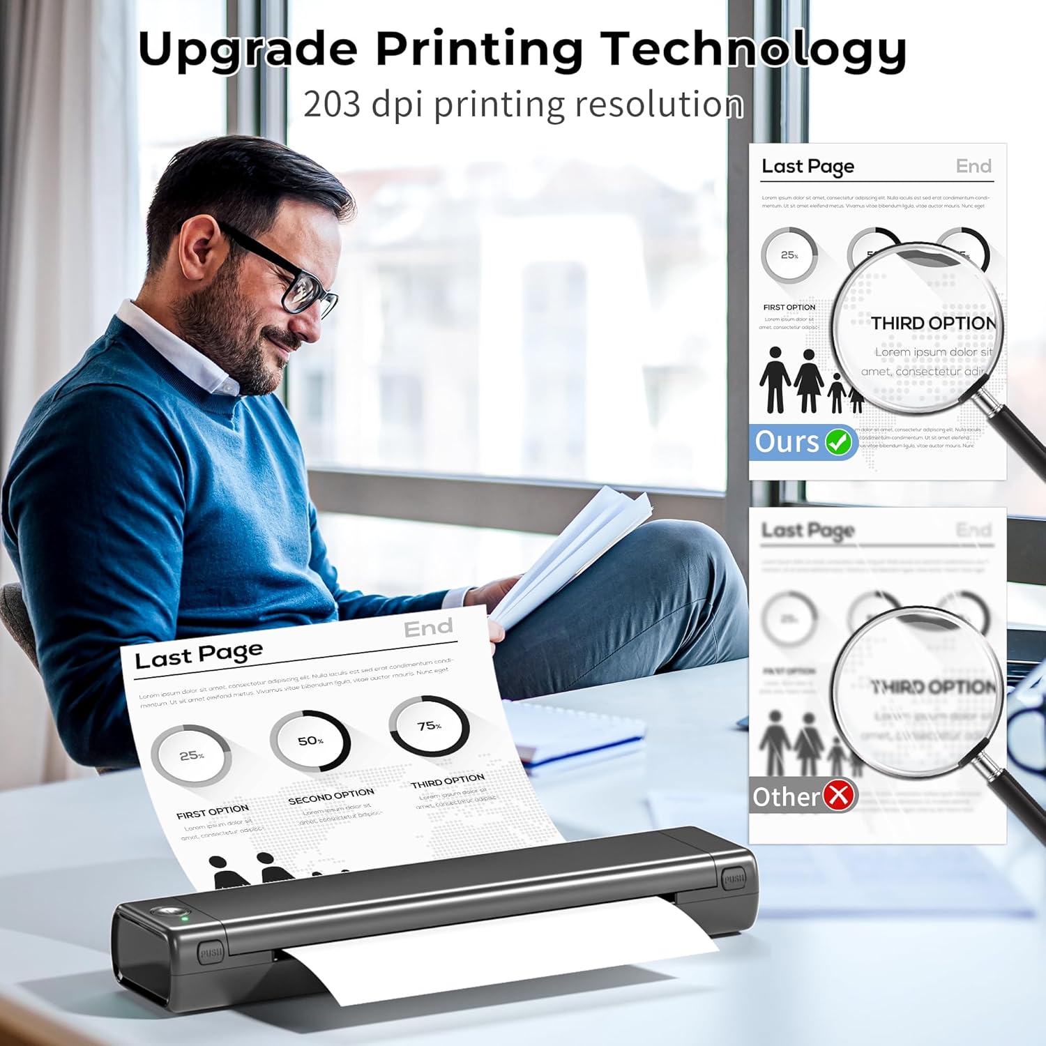 Portable Printers Wireless for Travel, M08F Portable Printer, Inkless Thermal Printer Support 8.5'' x 11'' US Letter Paper for Home, Offfice, School, Compatible with Android, iOS Phone & Laptop