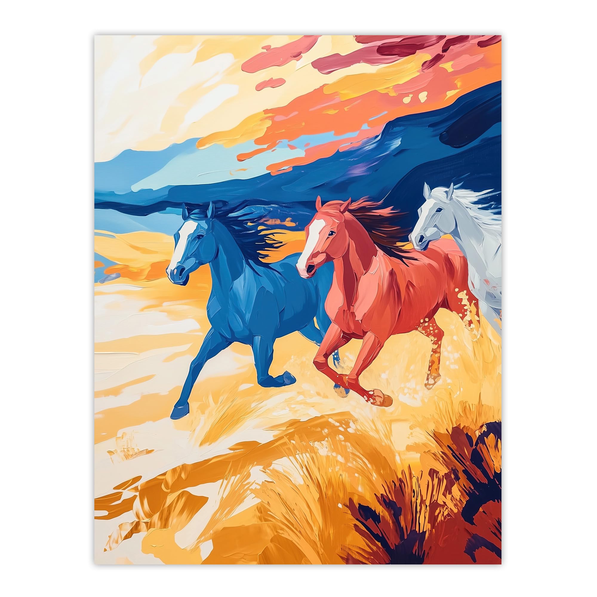 Artery8 Wild Horses Running Desert Landscape Oil Painting Living Room Large Wall Art Poster Print Thick Paper 18X24 Inch