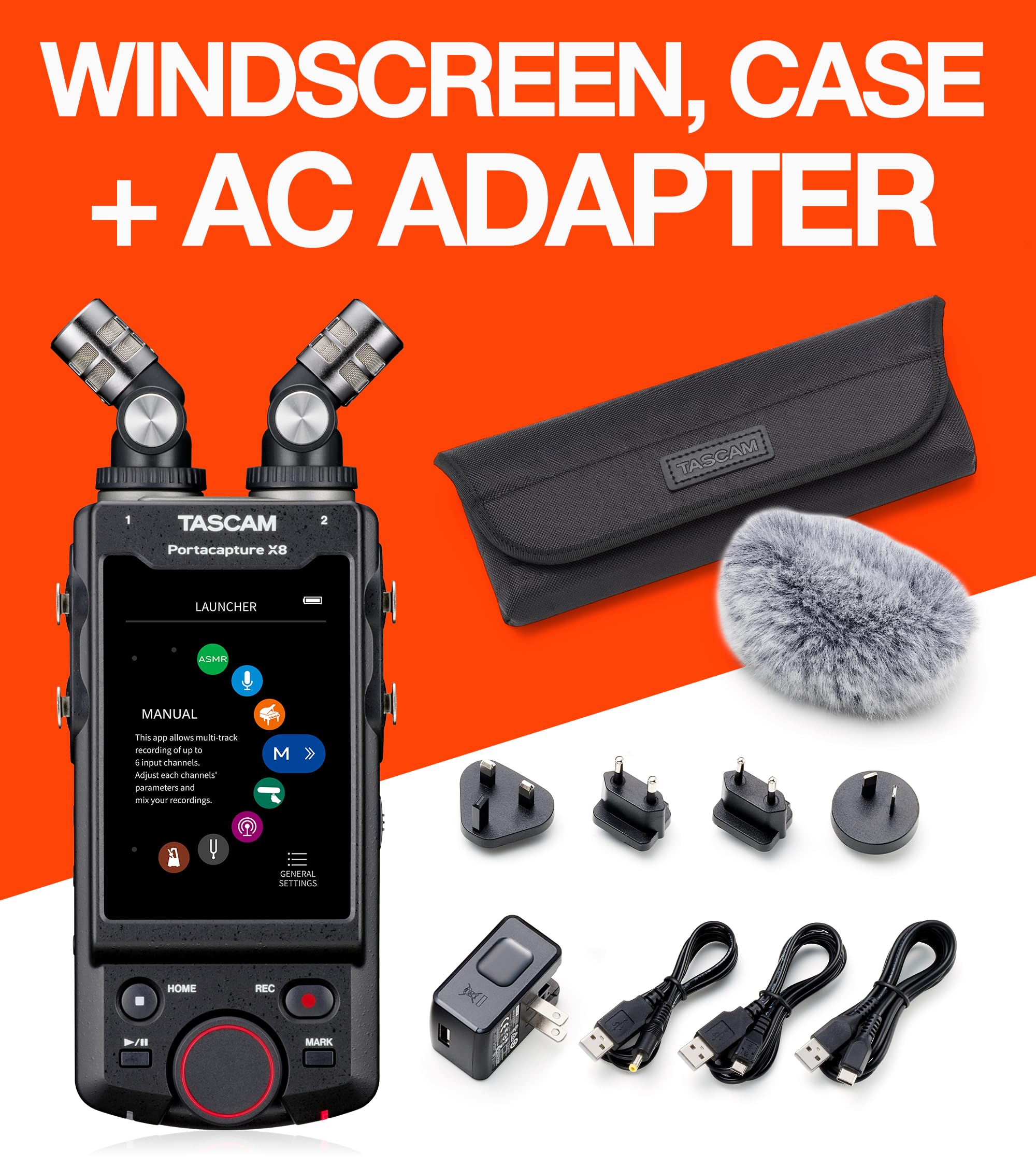 Amazon.com: TASCAM Portacapture X8 with Windscreen, Power