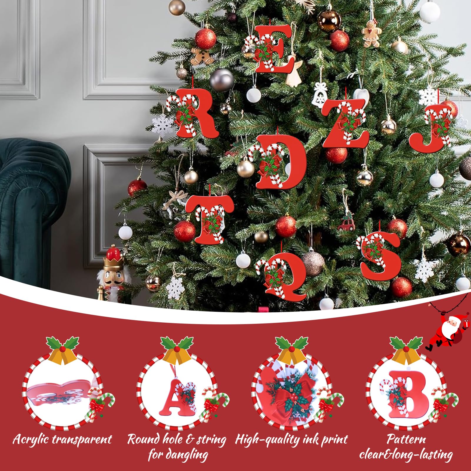 26 lettres de décoration de sapin de Noël à suspendre personnalisées - 1 pièce 26 lettres de décoration de sapin de Noël à suspendre personnalisées - 1 pièce