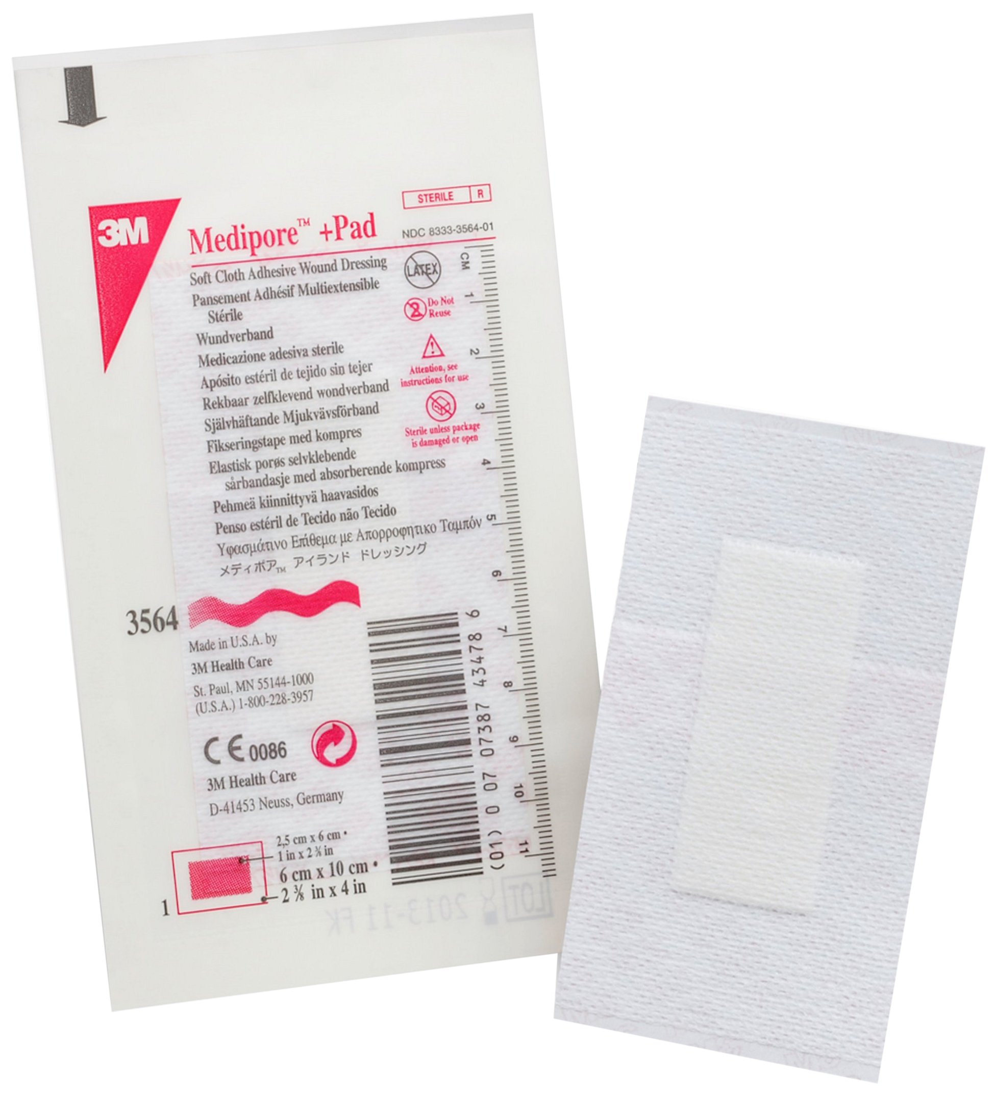 3M M3564E Medipore i pad steriler opatrunek na ranę z nakładką na ranę (50 sztuk)