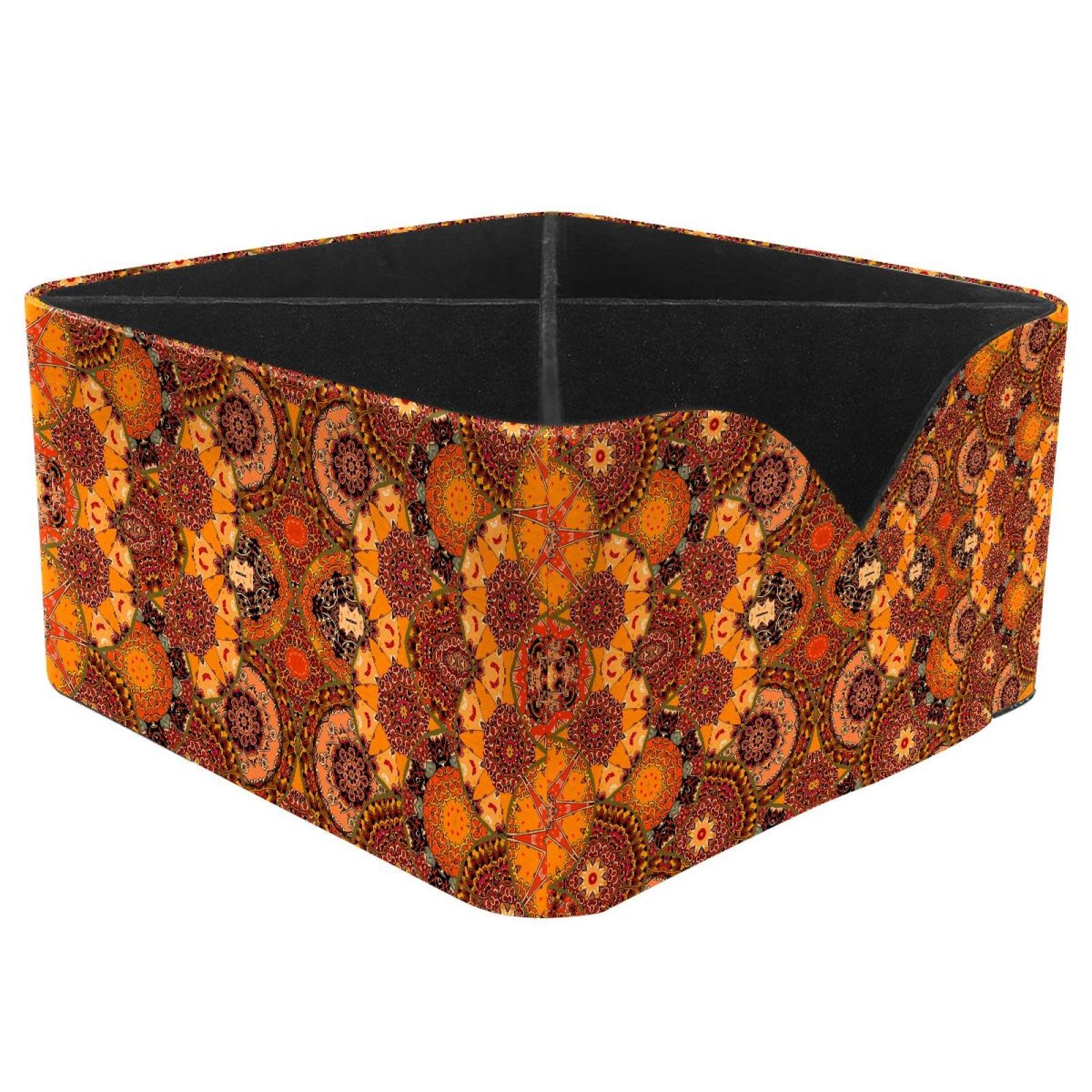 KengjuTesu Mandalas in Orange Desktop Organizer Pen Holder, Rectangular Pencil Cup for Office, Study and Makeup Stations