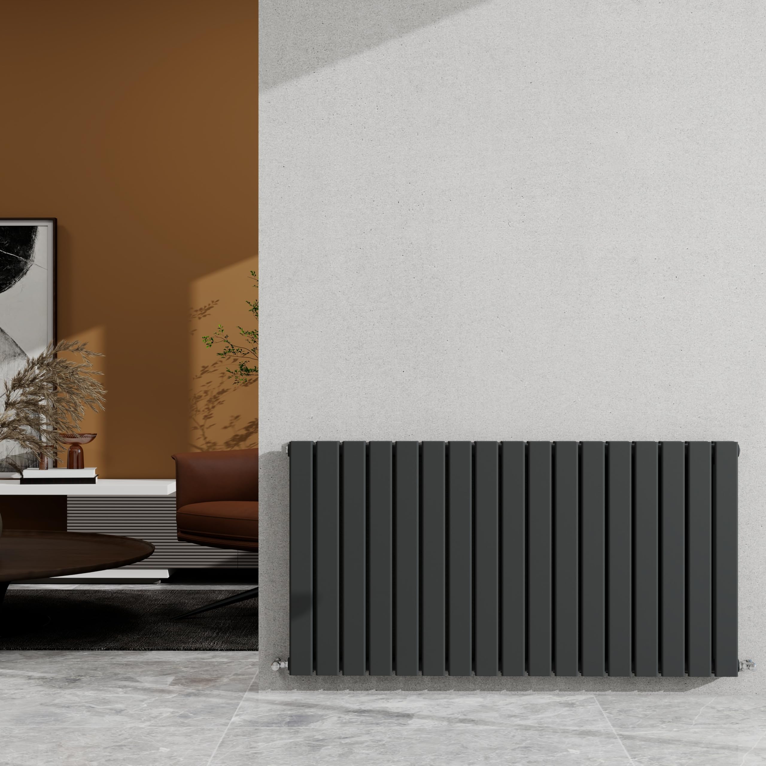 SKY Bathroom 600×1156mm Anthracite Horizontal Designer Radiator Double Panel Modern Central Heating Flat Panel Rad 5467 BTU