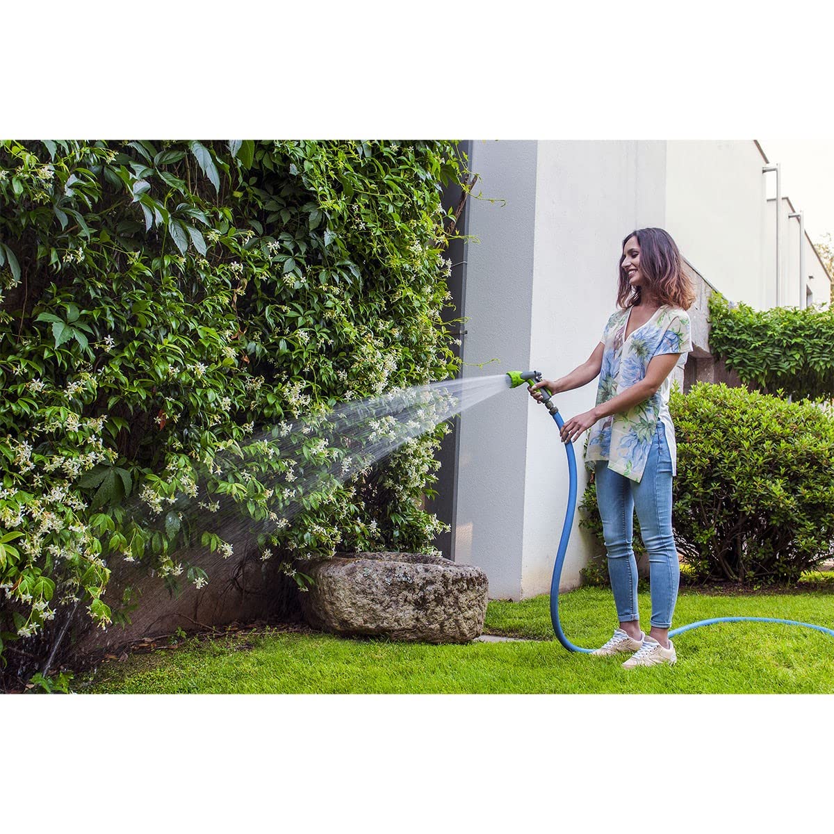 VITO Garden - 25 m wzmocniony PCW elastyczny wąż ogrodowy LongLIFE 15 mm | 5/8" z wytrzymałej tkaniny krzyżowej i trykotowej, odporny na ciśnienie i promieniowanie UV, nie zgina się, odporny na skręcanie