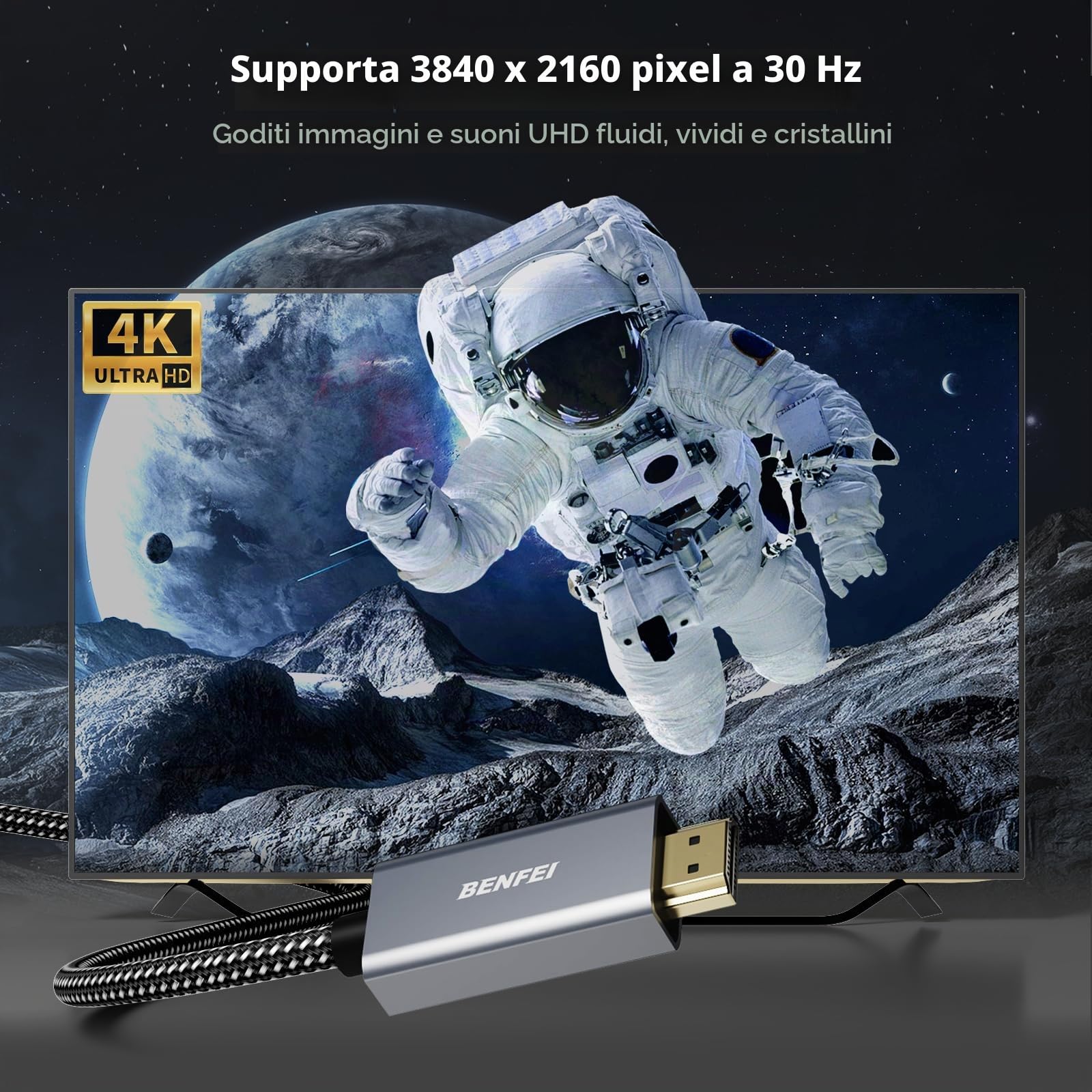 BENFEI Cavo DisplayPort a HDMI 4K 1,8M Intrecciato Lega di Alluminio DP 1.2 a HDMI 1.4