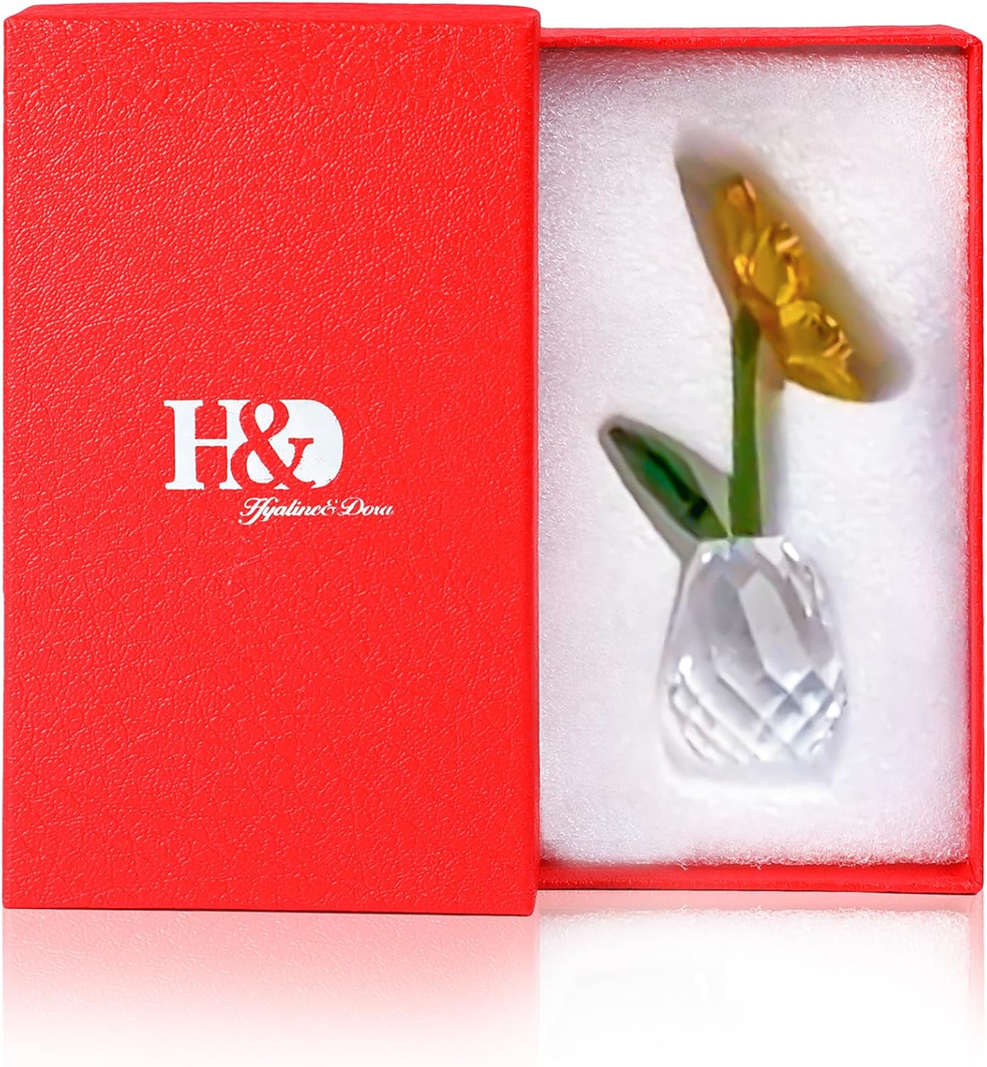 H&D Crystal Sunflower Figurine Ornament Glass Flowers Paperweight Lady Gift Birthday Party Table Decor - Image 7