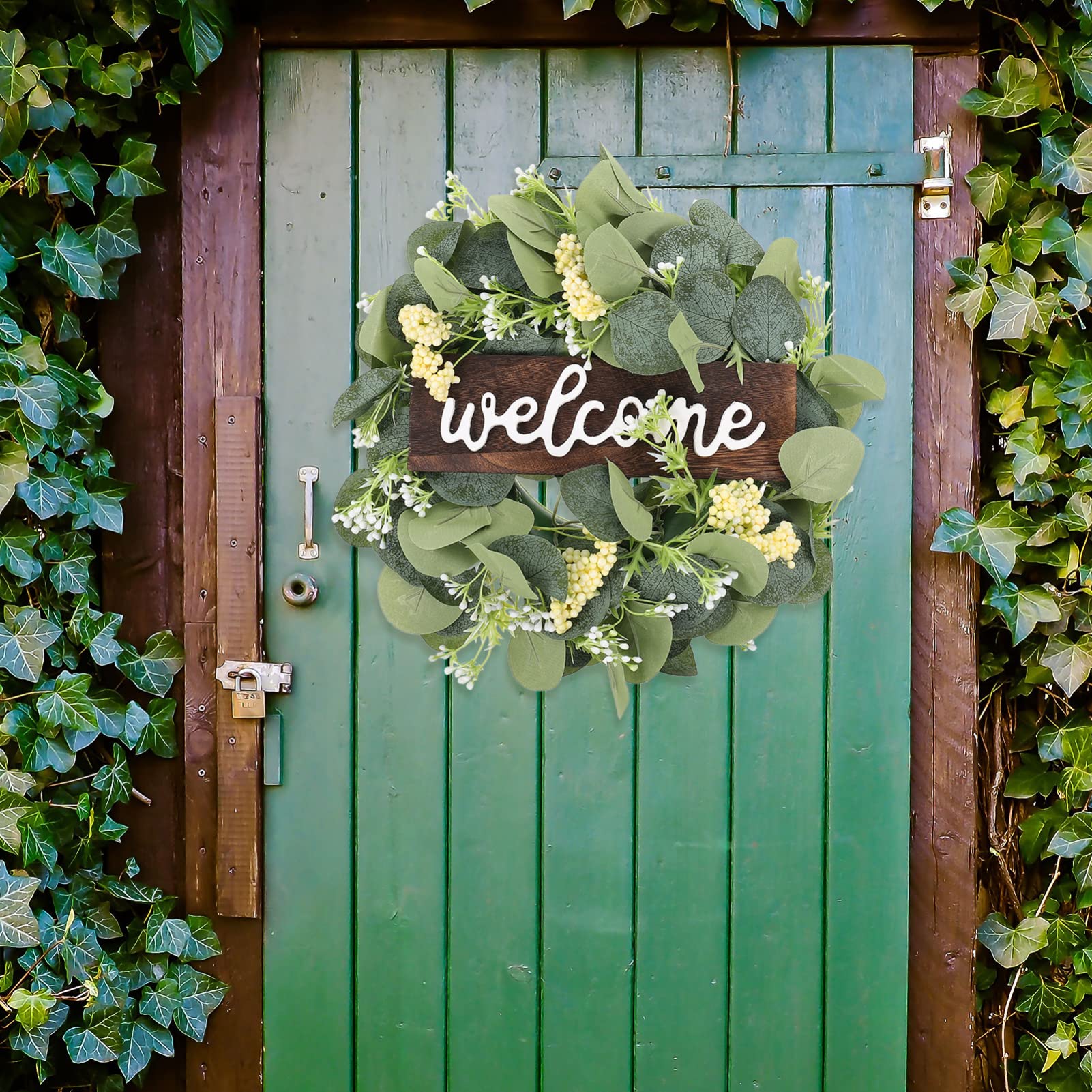 de Eucalipto Verde Artificial para Puerta de Bienvenida