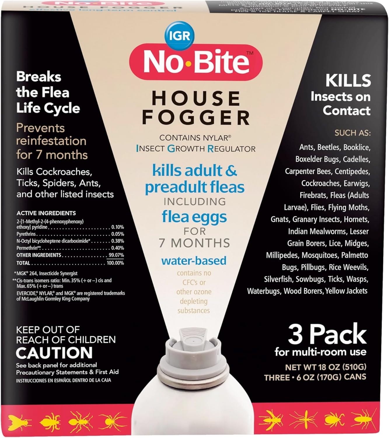 Durvet 011-1131 No Bite IGR House Fogger (3 Pack), 6 oz