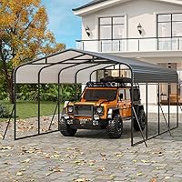 GAOMON 12x20 FT Heavy Duty Metal Carport with Galvanized Steel Roof & Reinforced Base - Weatherproof Shelter for SUV, Truck, Boat