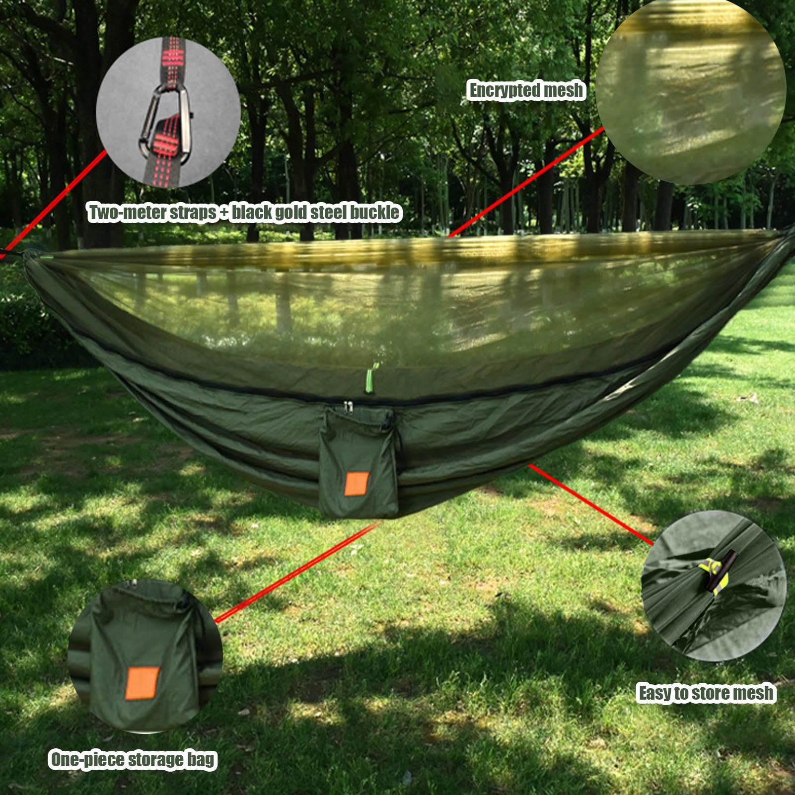 Hamac Portable Hamac de Camping Portable avec Moustiquaire Intégrée
