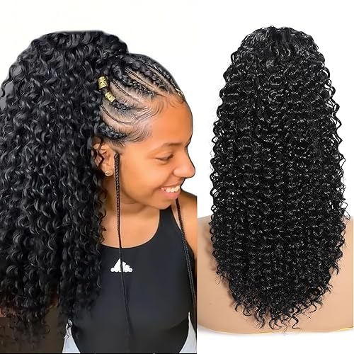 Curly Drawstring Ponytail Extension for Black Women 16 Inch Afro