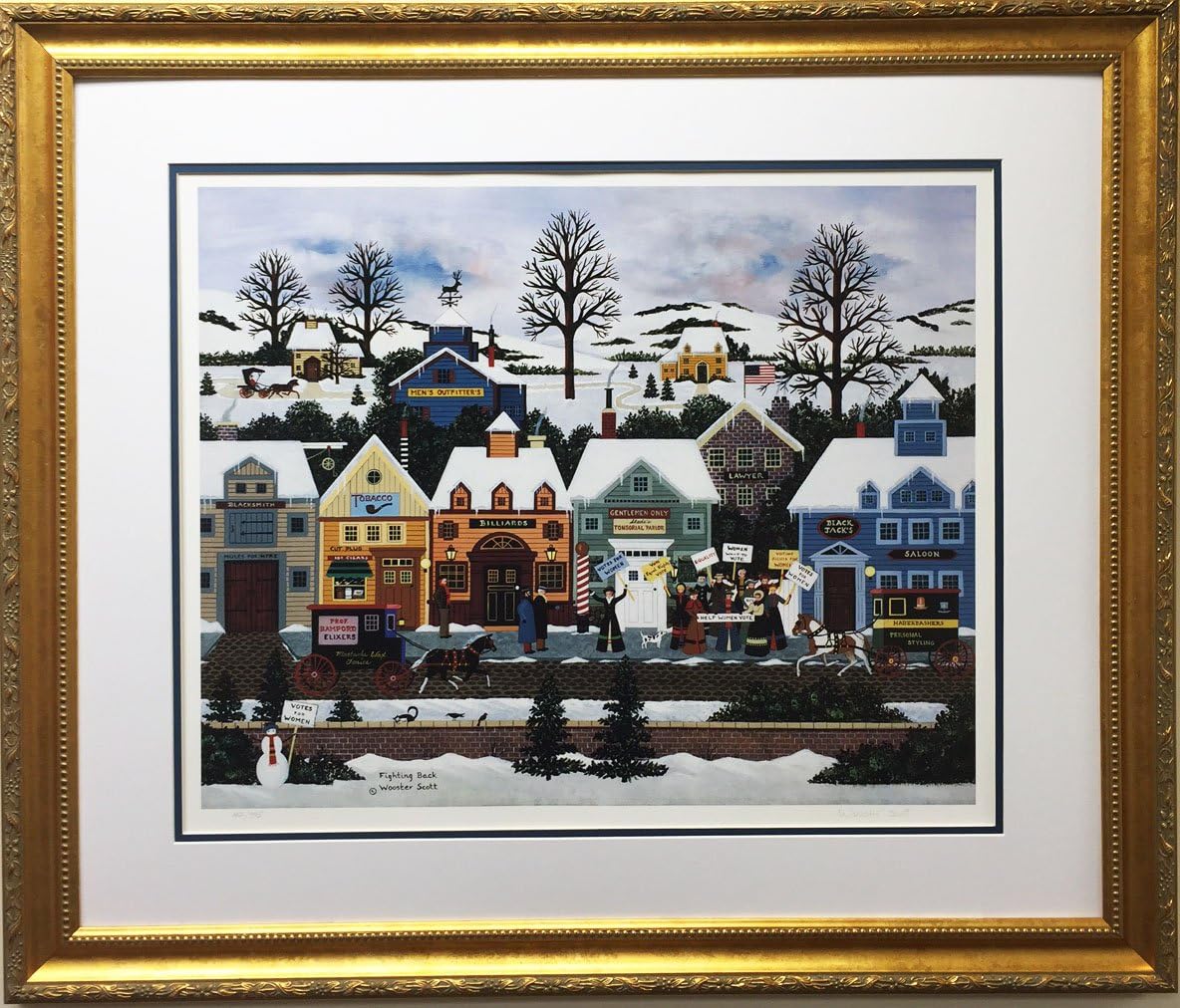 Jane Wooster Scott "Fighting Back Custom Framed Lithograph Hand Signed Numbered Framed Size is Approx. 28.5" x 34" Image Size is Approx. 18" x 23"