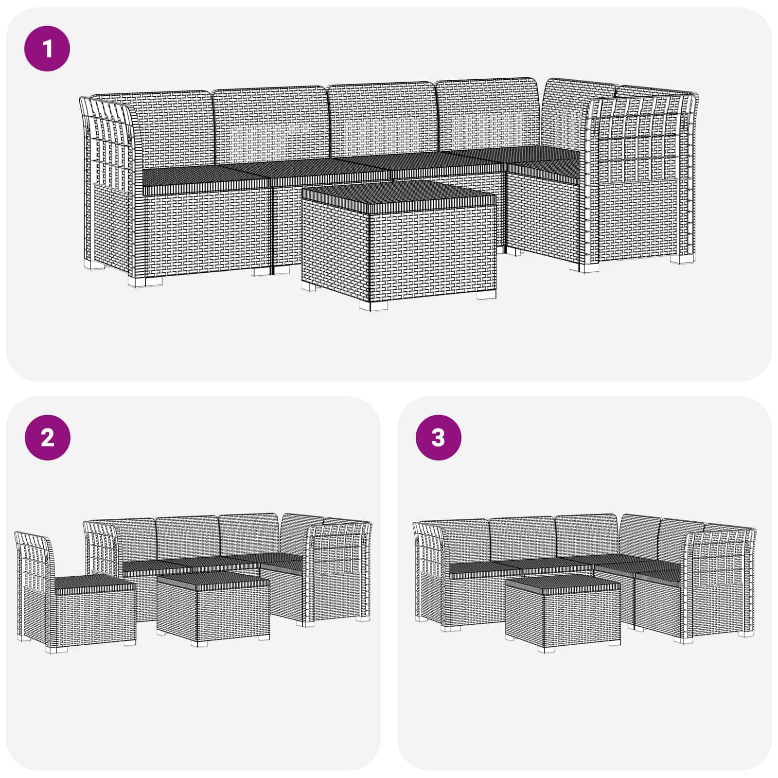 Hothingwell 5-osobowa sofa ogrodowa Polipropylen Antracyt | Modne oparcie Poly Rattan, odporne na warunki atmosferyczne, łatwa pielęgnacja, na balkon taras