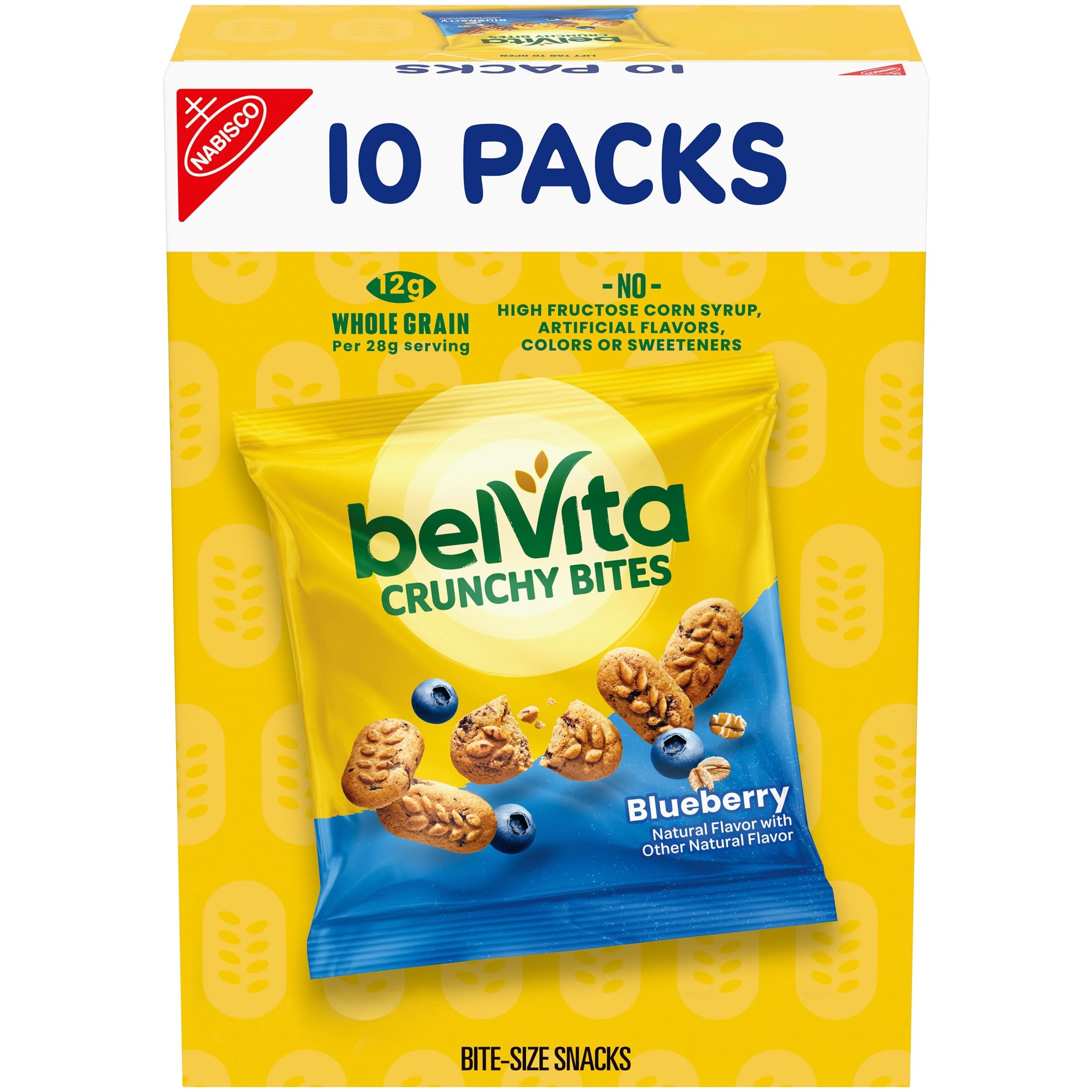 belvita bite size snacks, blueberry crunchy bites, 10-1 oz snack packs (expiration date 4/30/26)