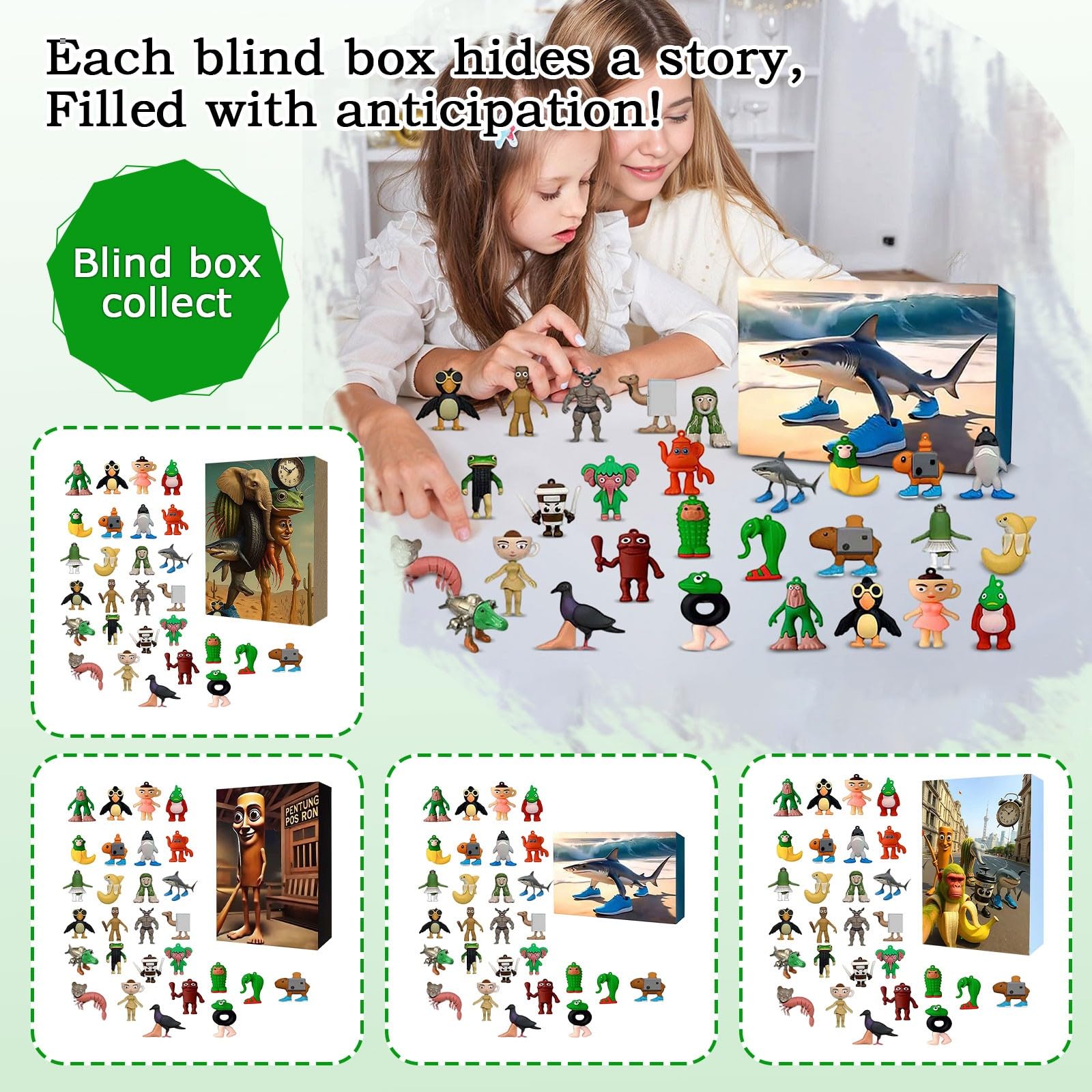 PICKONA Italian Brainrot Figuren 2025 Tung Tung Tung Sahur 24Pcs Tralala-Stil Adventskalender Lustige Spielzeugfiguren Sammlung Festliche Überraschung für Kinder und Erwachsene
