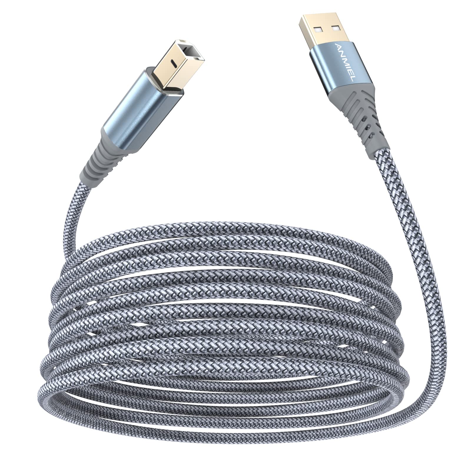 Printer Cable 16ft USB Printer Cable High Speed USB 2.0 A Male to Type B Male Scanner Cable Cord Compatible with HP, Canon, Epson, Dell, Brother,
