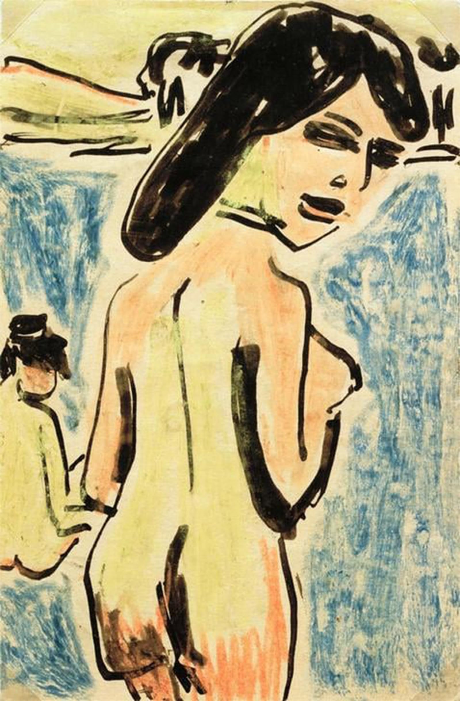 SERENDIPITP Abstract Painting Mural Print Picture Wall Decor Painting Bathers at the pond by Ernst Ludwig Kirchner Vintage Wall Artwork for Home Decor 60x90cm
