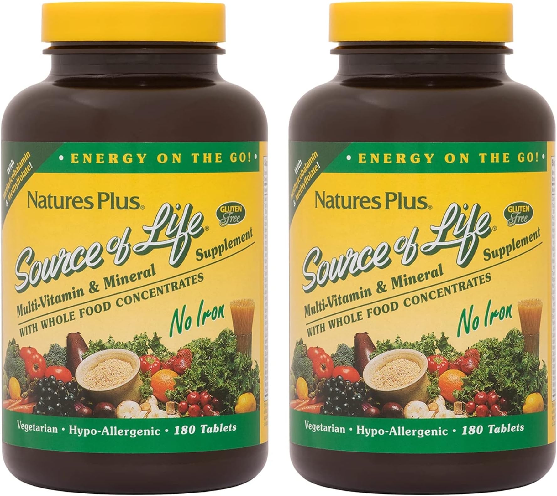 Natures Plus Source of Life No Iron 180 Tablets, Pack of